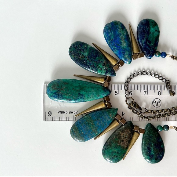 NEW Artisan Chrysocolla and Brass Necklace - Picture 12 of 13